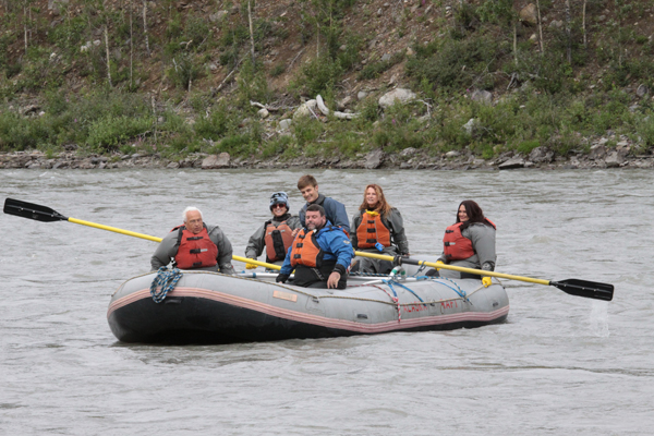 the two RV Gypsies and family whitewater rafting